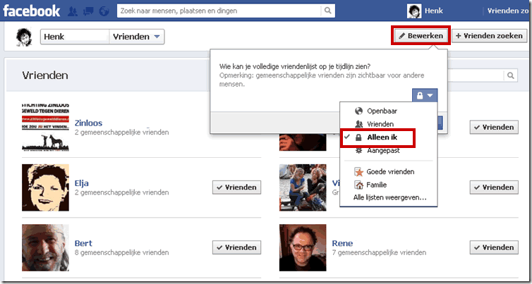 facebook vrienden verbergen voor andere facebook gebruikers