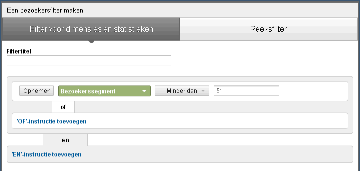 Google analytics remarketing dimensie filter bezoekerssegement