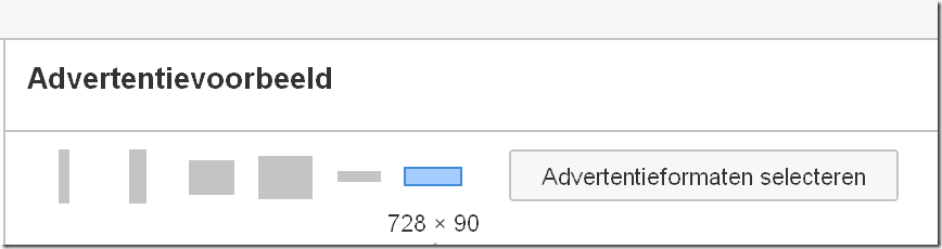 Display netwerk Advertentie formaalt selecteren