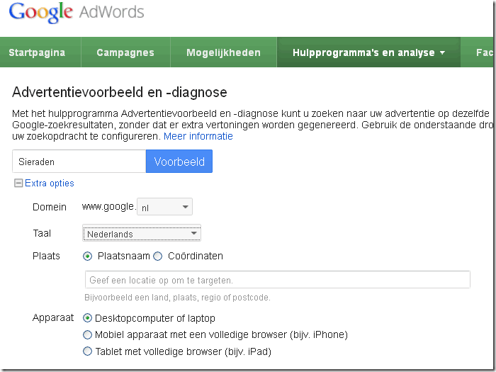 Programma klikken en CTR AdWords campagne