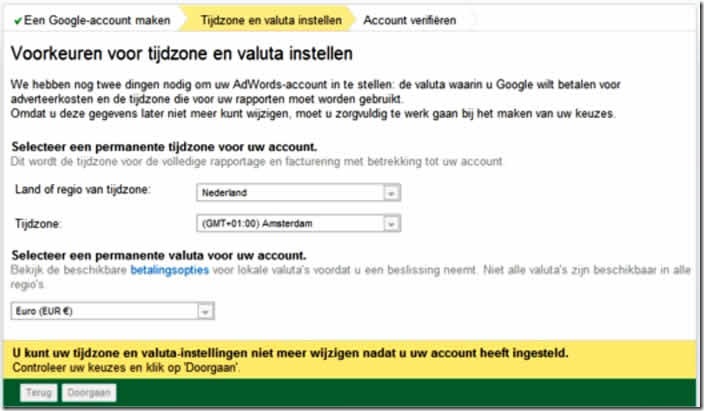 Voorkeuren voor tijdzone en valuta instellen