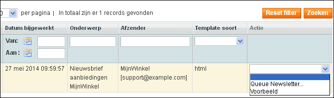 magento template voorbeeld of wachtrij