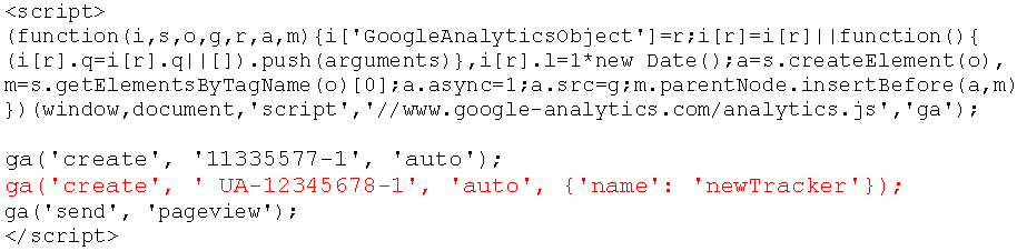 Universal Analytics tracking code met twee properties